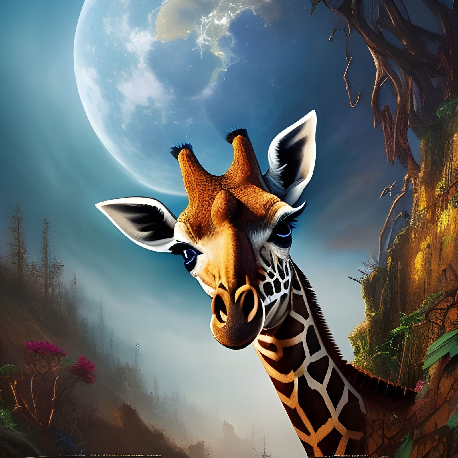 Midnight giraffe - AI Generated Artwork - NightCafe Creator