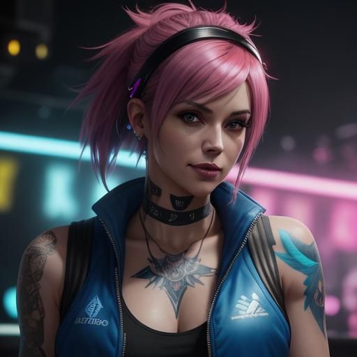 Pink, Blue, and a bit of Tattoo - AI Generated Artwork - NightCafe Creator