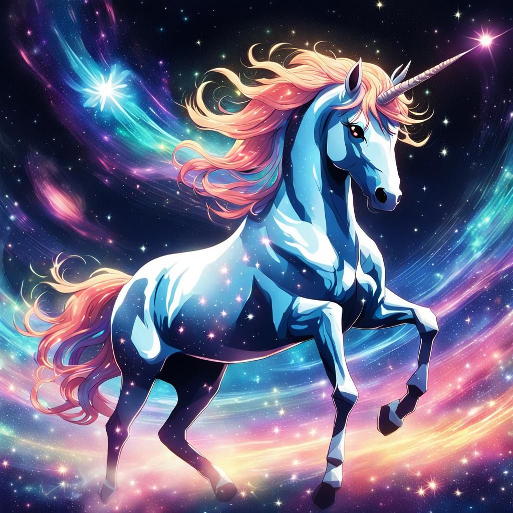 Unicorn Prances in Space: Anime Manga Illustration