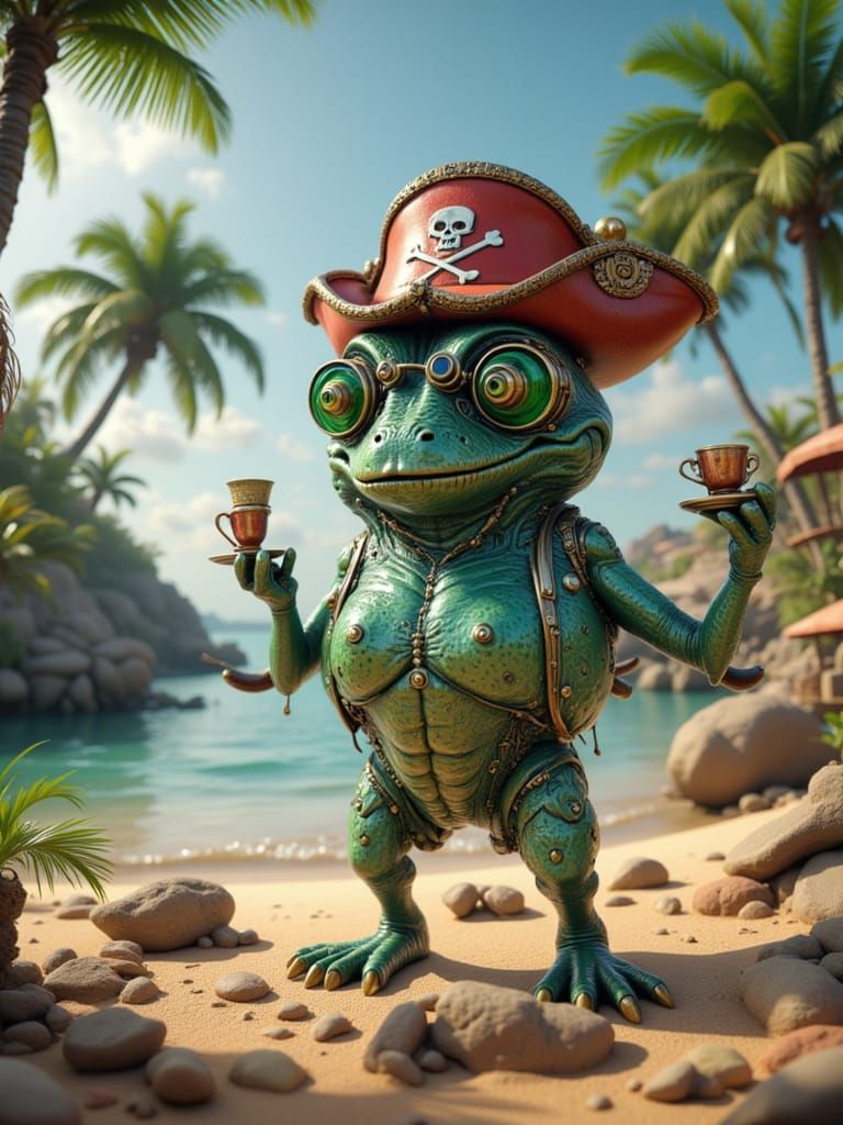 Crocodile dancing on the beach