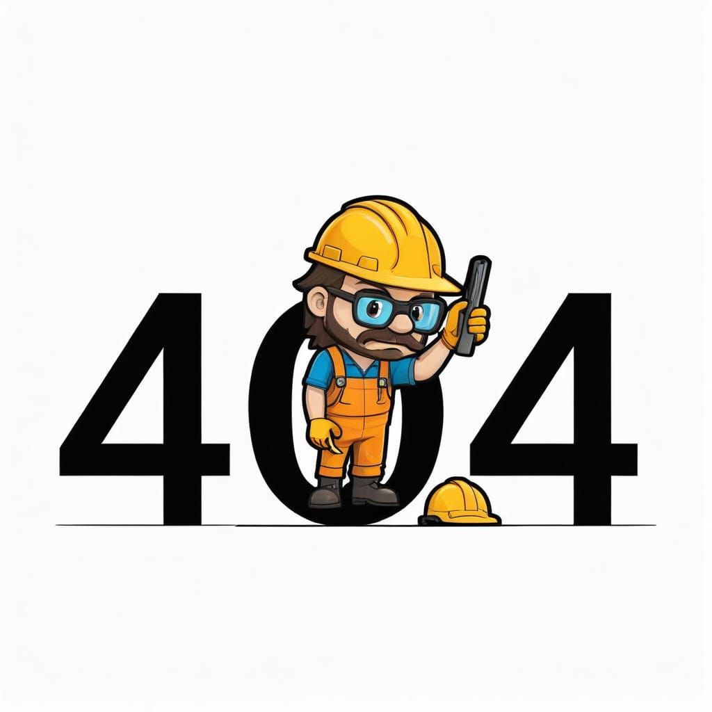 404 error page with construction worker