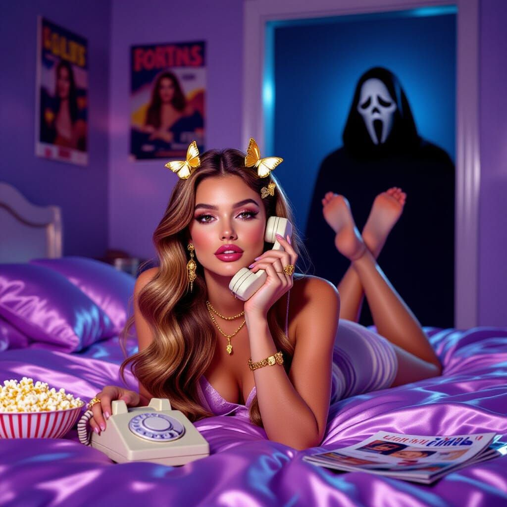 Dreamy Y2K Portrait with Ghostface Killer