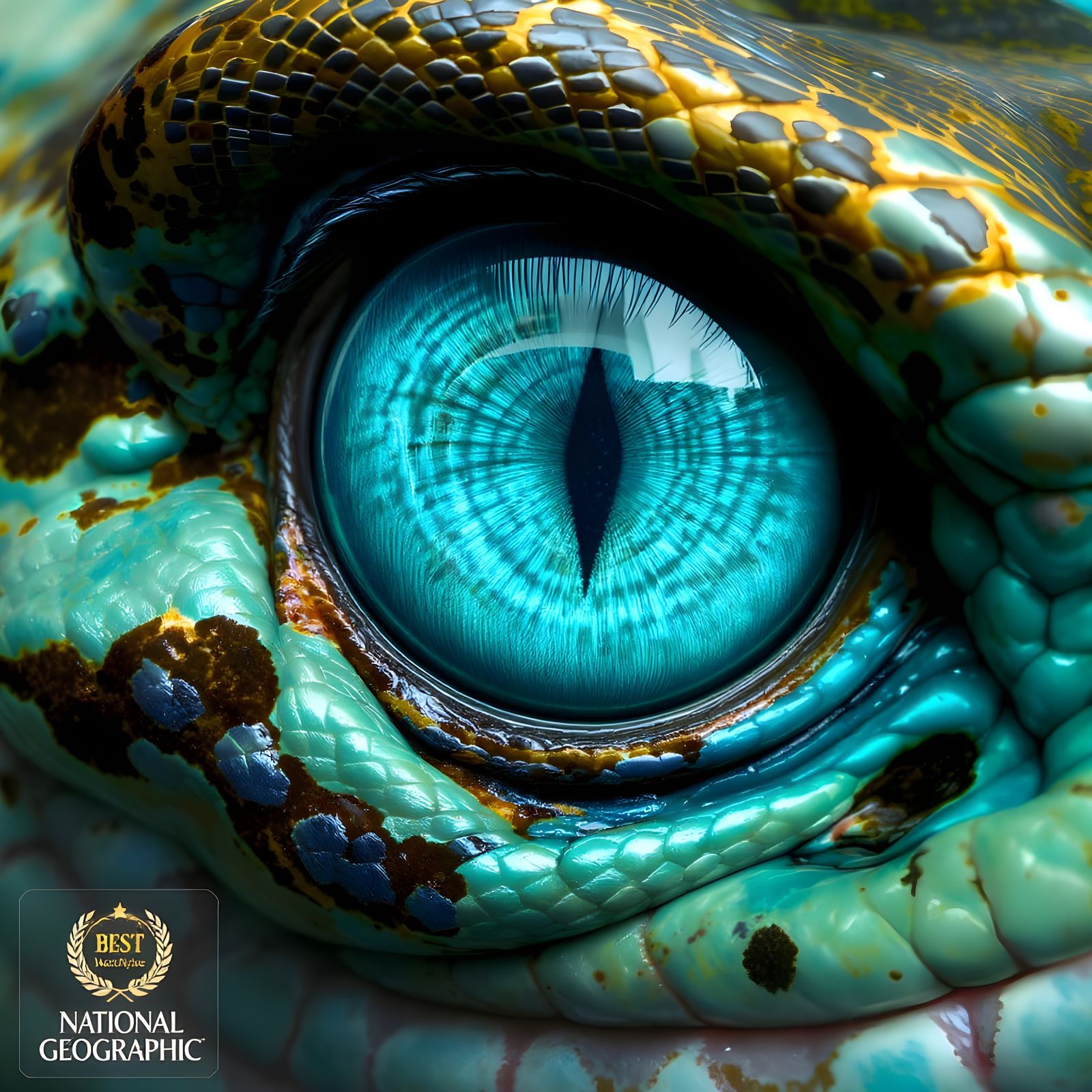 Extreme Closeup of just a Female's Turquoise Eye with a Turq...