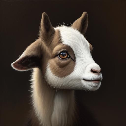 Dramatic oil painting, baby goat, why so serious?  by @Jay-Are
