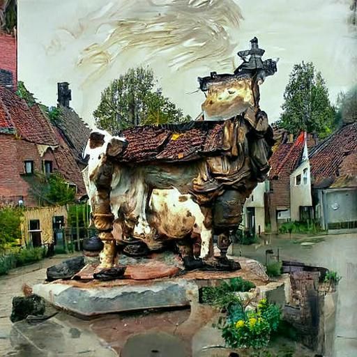Cow statue in a Town