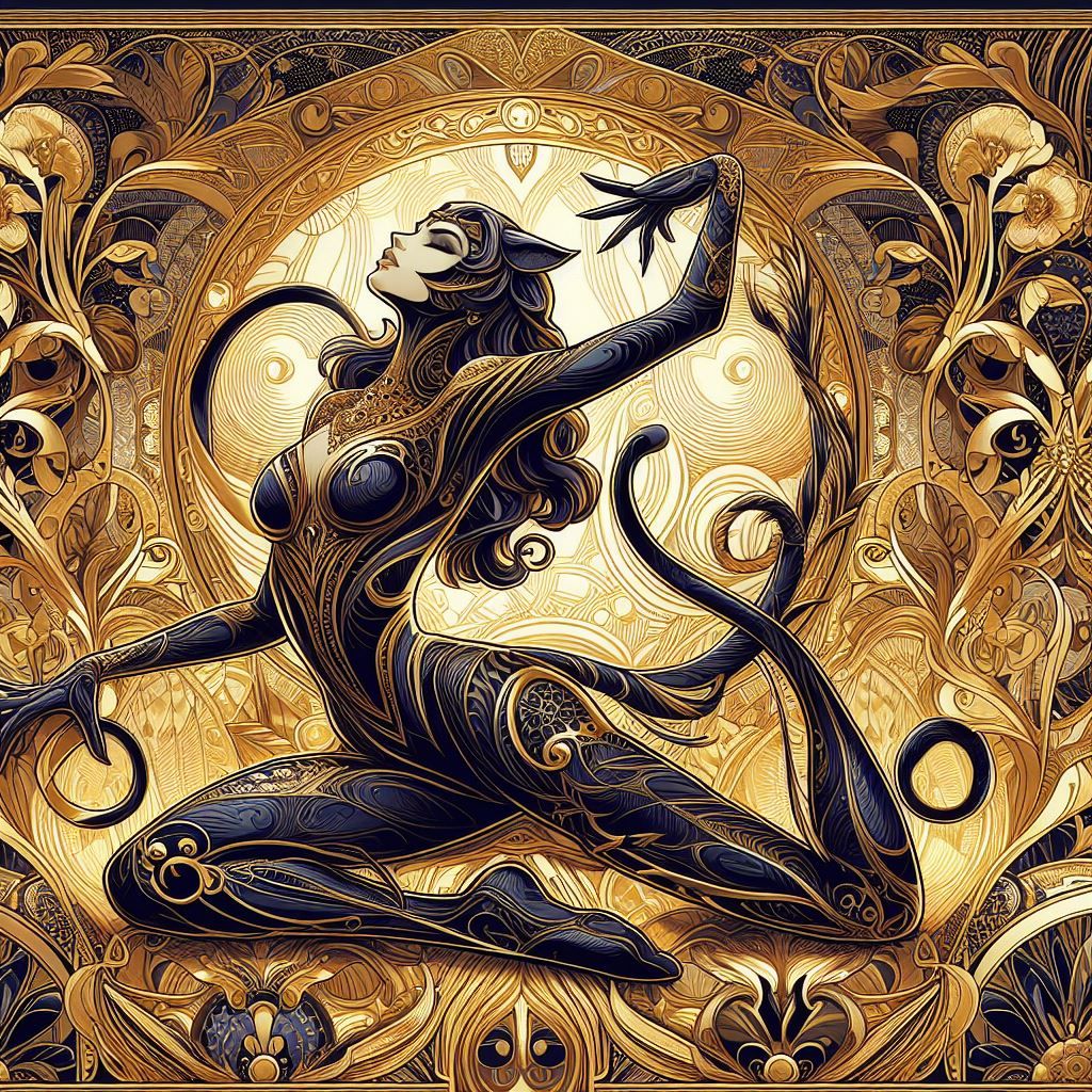 Catwoman inspired by Mucha's Art Nouveau, Klimt's intricate ...