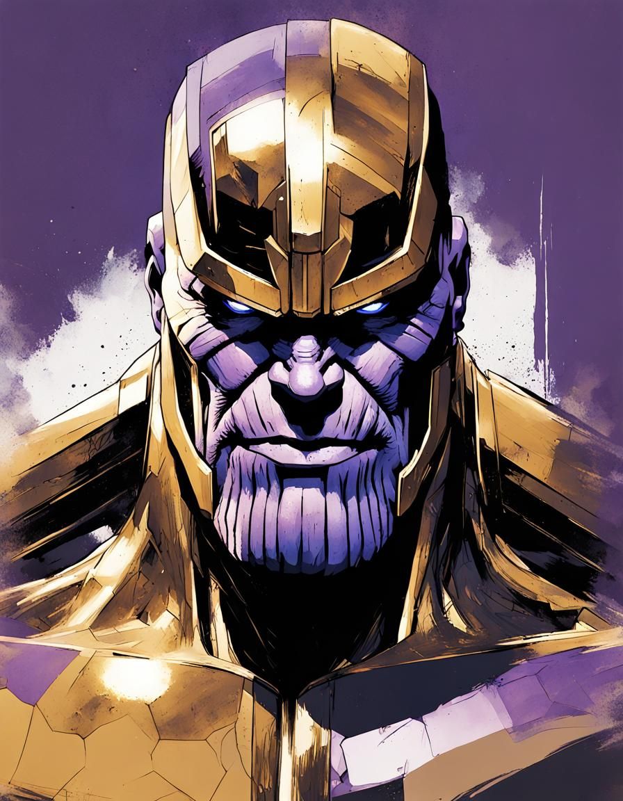 Inkpunk Thanos Concept Art in Vivid Colors