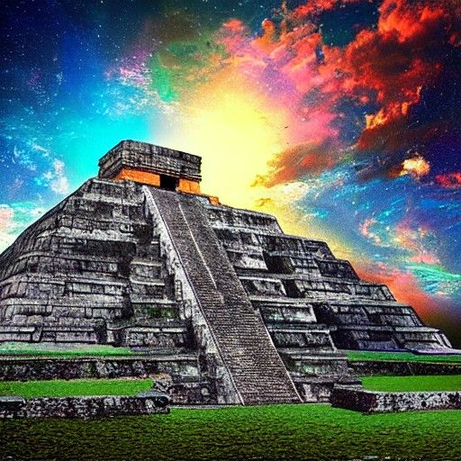 Ancient Mayan ruins on an island