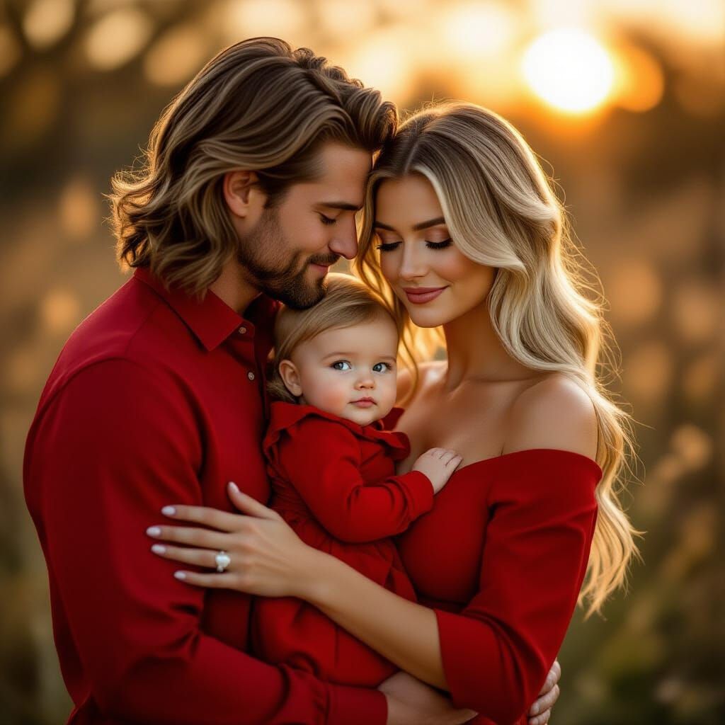 Photorealistic Family Portrait in Golden Hour