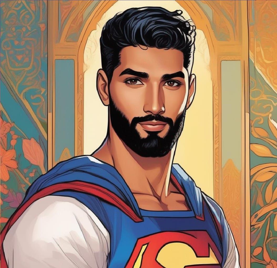 A  handsome bearded super .... man
