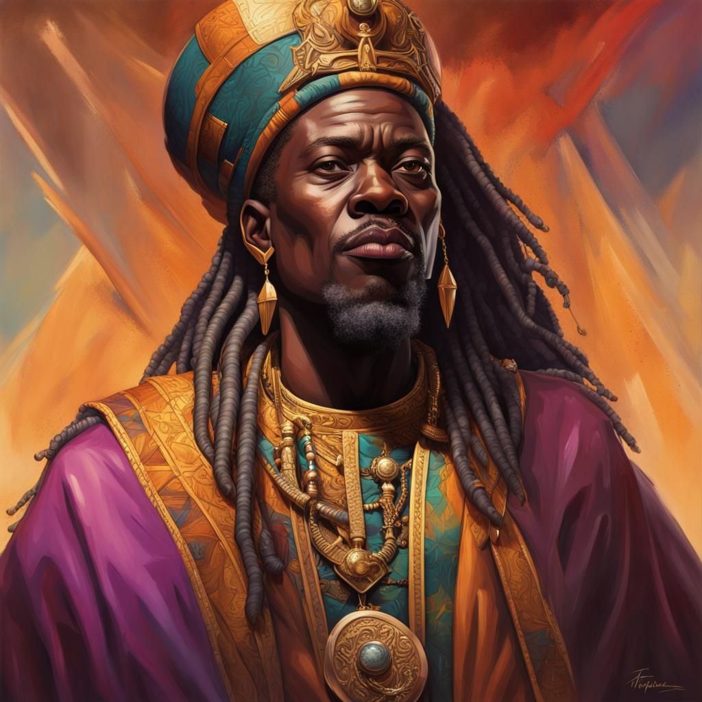 In the heart of a bustling kingdom, a wise and courageous African king ...