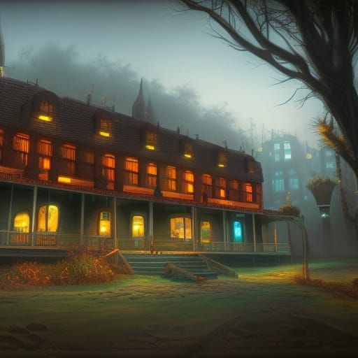 Creepy motel - AI Generated Artwork - NightCafe Creator