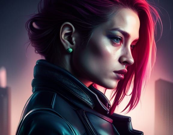 A realistic photo of a cyberpunk girl, 4k, intricate details, cinematic ...