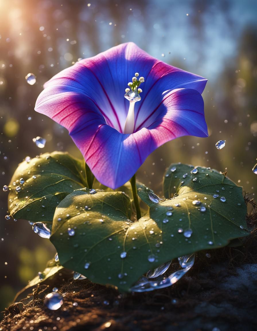 The beautiful morning glory flower and in great detail surro...