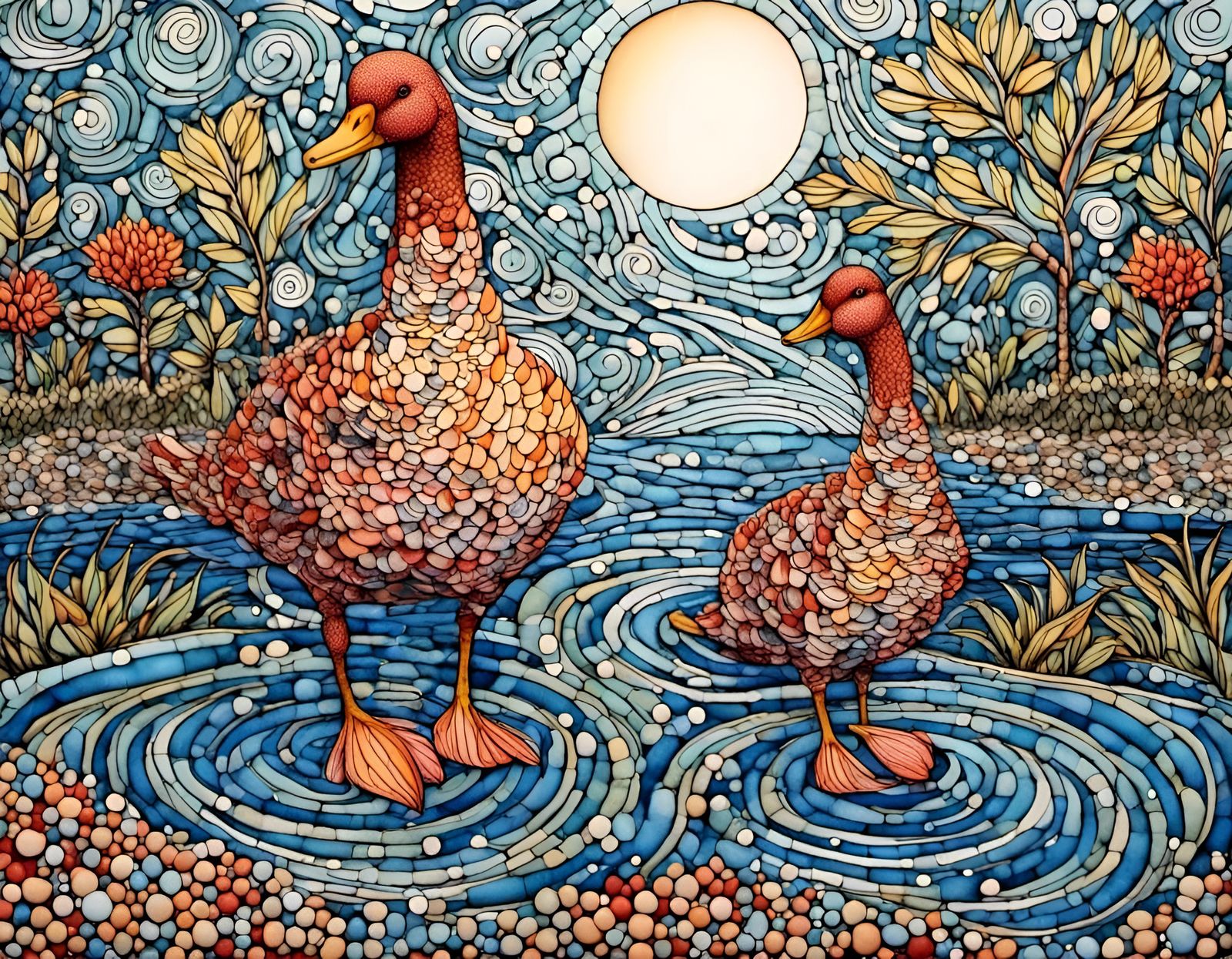  <lora:Splinter:1.0> duck pond, zentangle