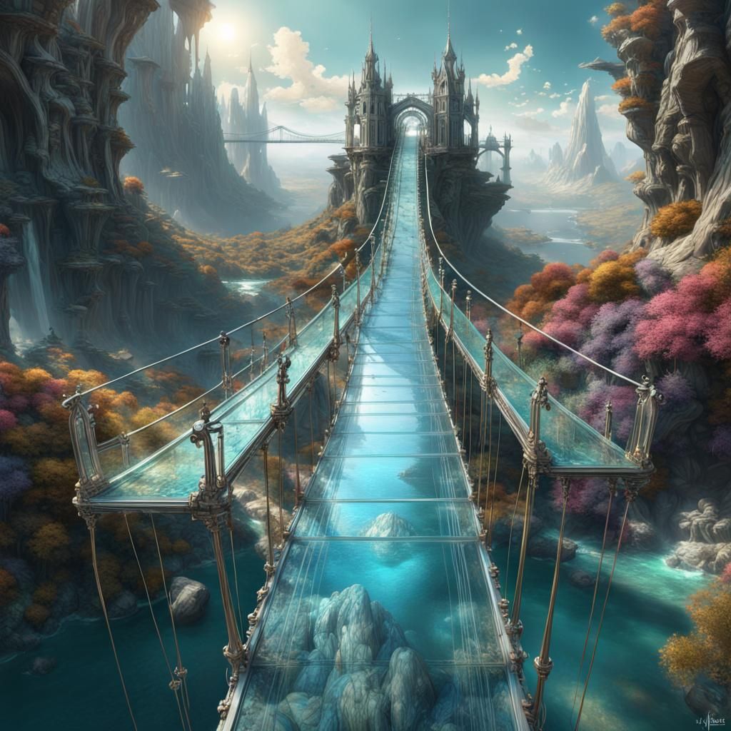Floating glass bridge  by @Flidias Foltchain