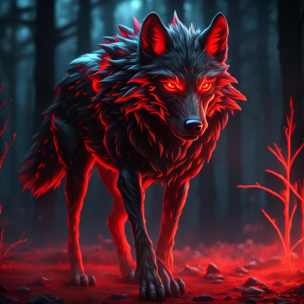 Black and Red Glowing Wolf - AI Generated Artwork - NightCafe Creator