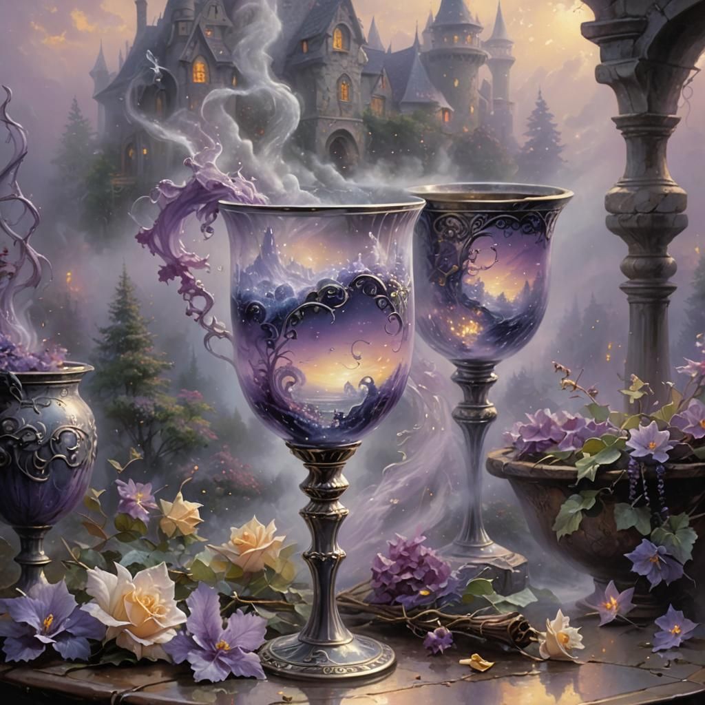Ethereal Mist Swirling from Goblet, Fantasy Art