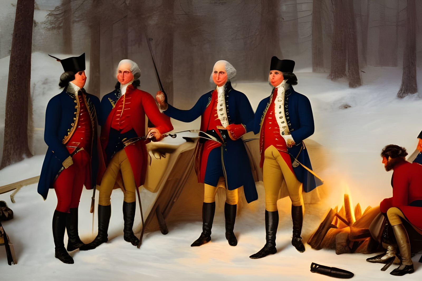 George Washington's Campfire At Valley Forge - Ai Generated Artwork 