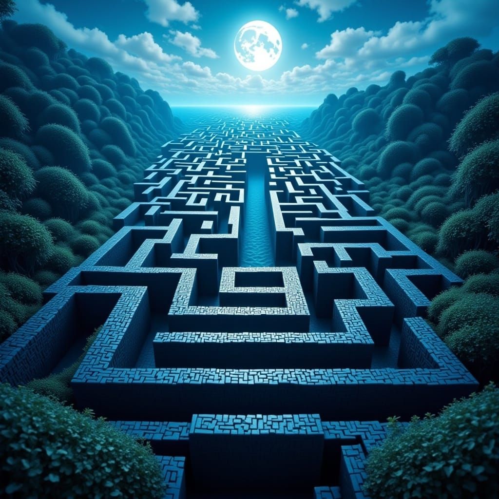 <lora:Flux Maze:1.0> maze in the ocean