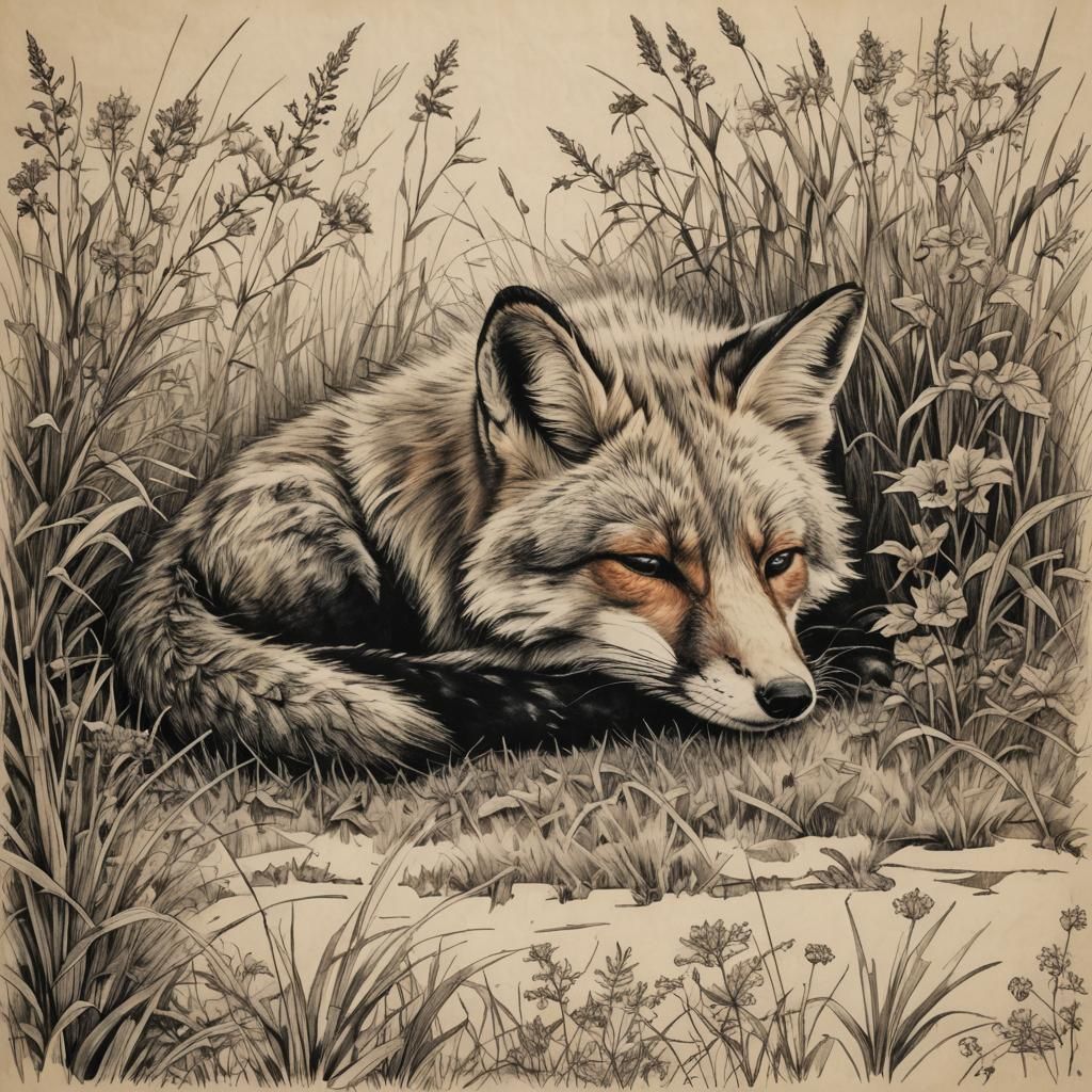 Sleeping Fox - Ai Generated Artwork - Nightcafe Creator