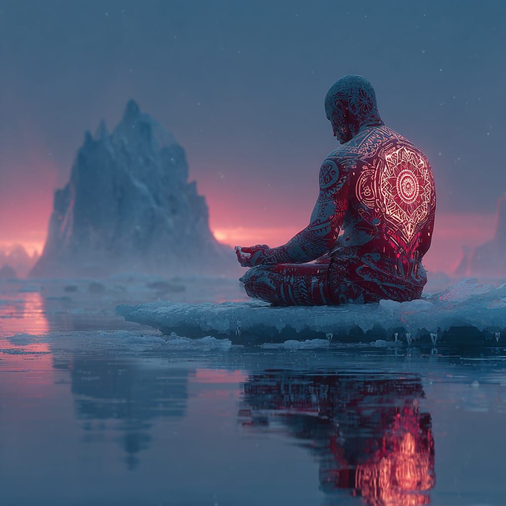 Crimson Mandala at the Edge of Ice