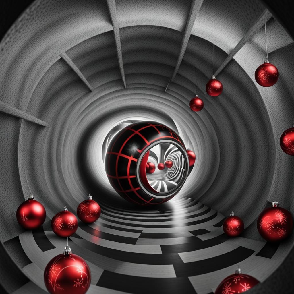 Red ball   coming   going down  A  Black and White Optical i...