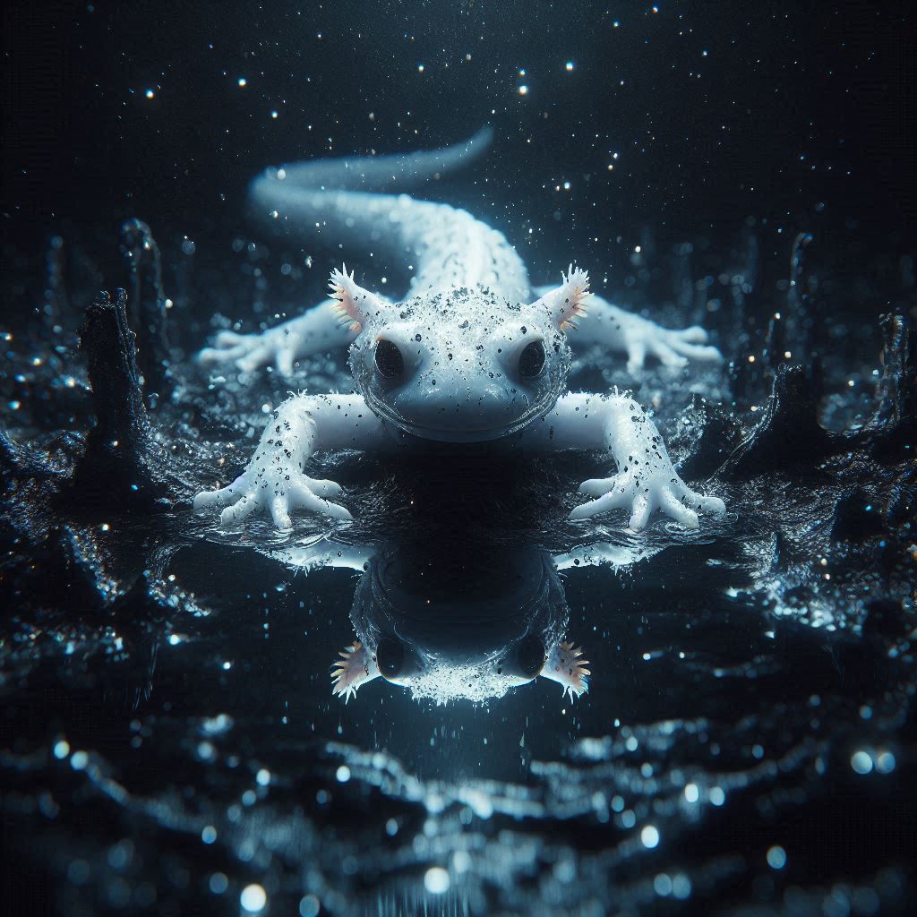 Magical night: Baby salamander