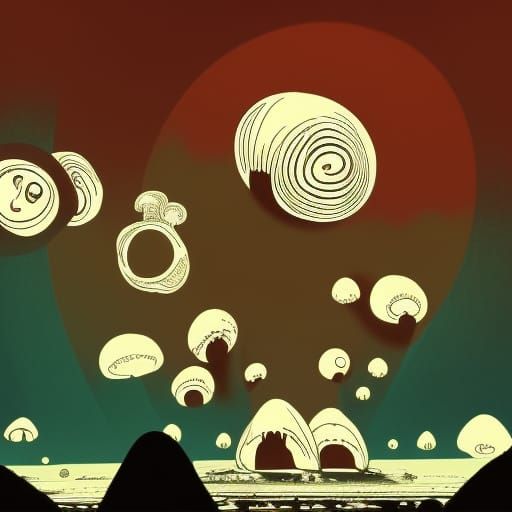 mushroom apocalypse psychedelic  drawing hippie 70s cannabis