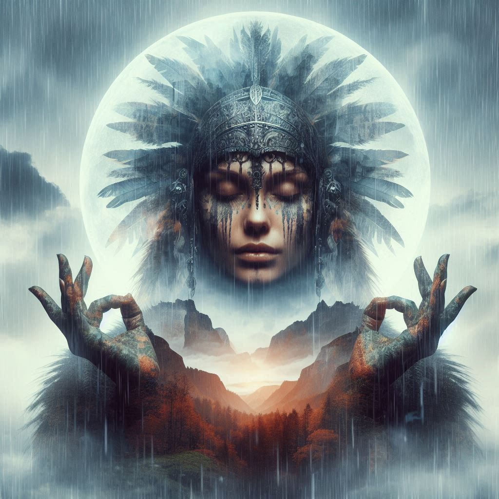 double exposure beautiful fantasy DALL-E 3 portrait landscape..