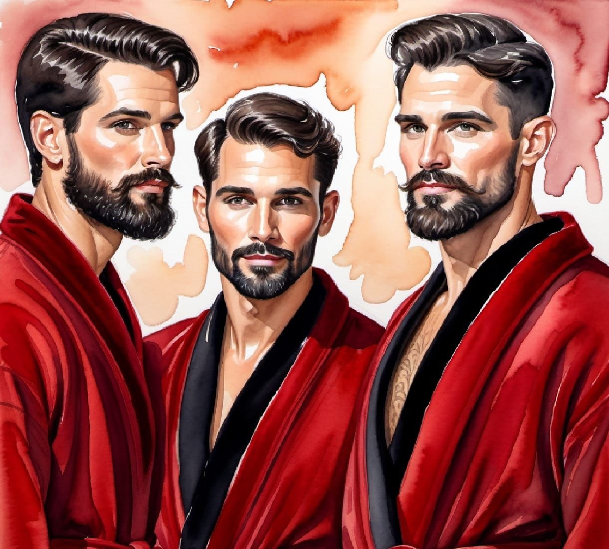Threesome –  three handsome bearded men