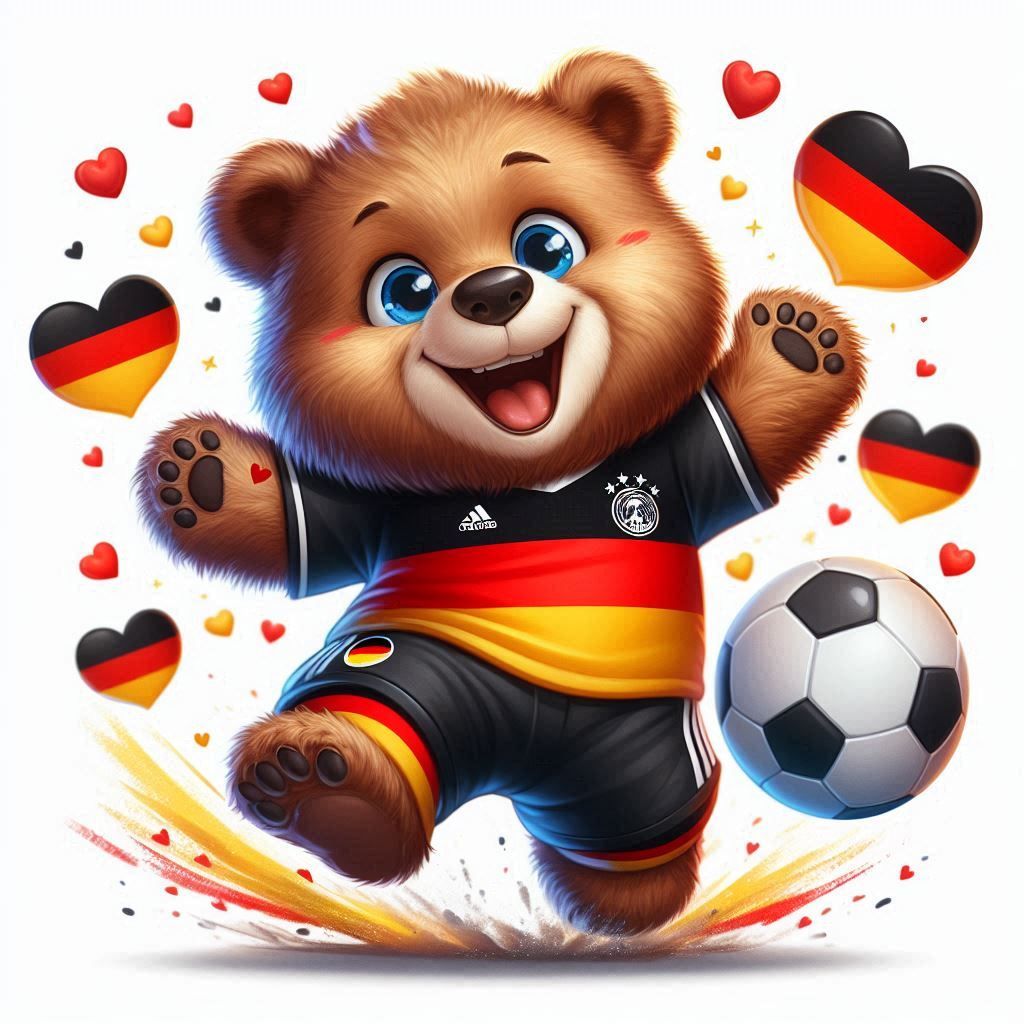 Little Teddy is happy that germany wons yesterday