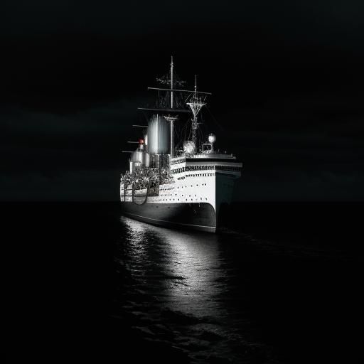 ship in ocean intricate details,