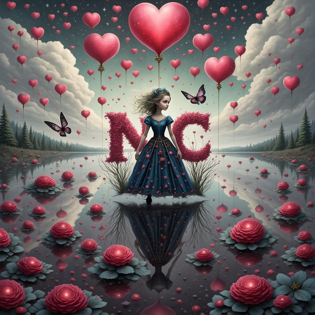 Ethereal Wonderpunk Goddess in a Dreamlike Landscape