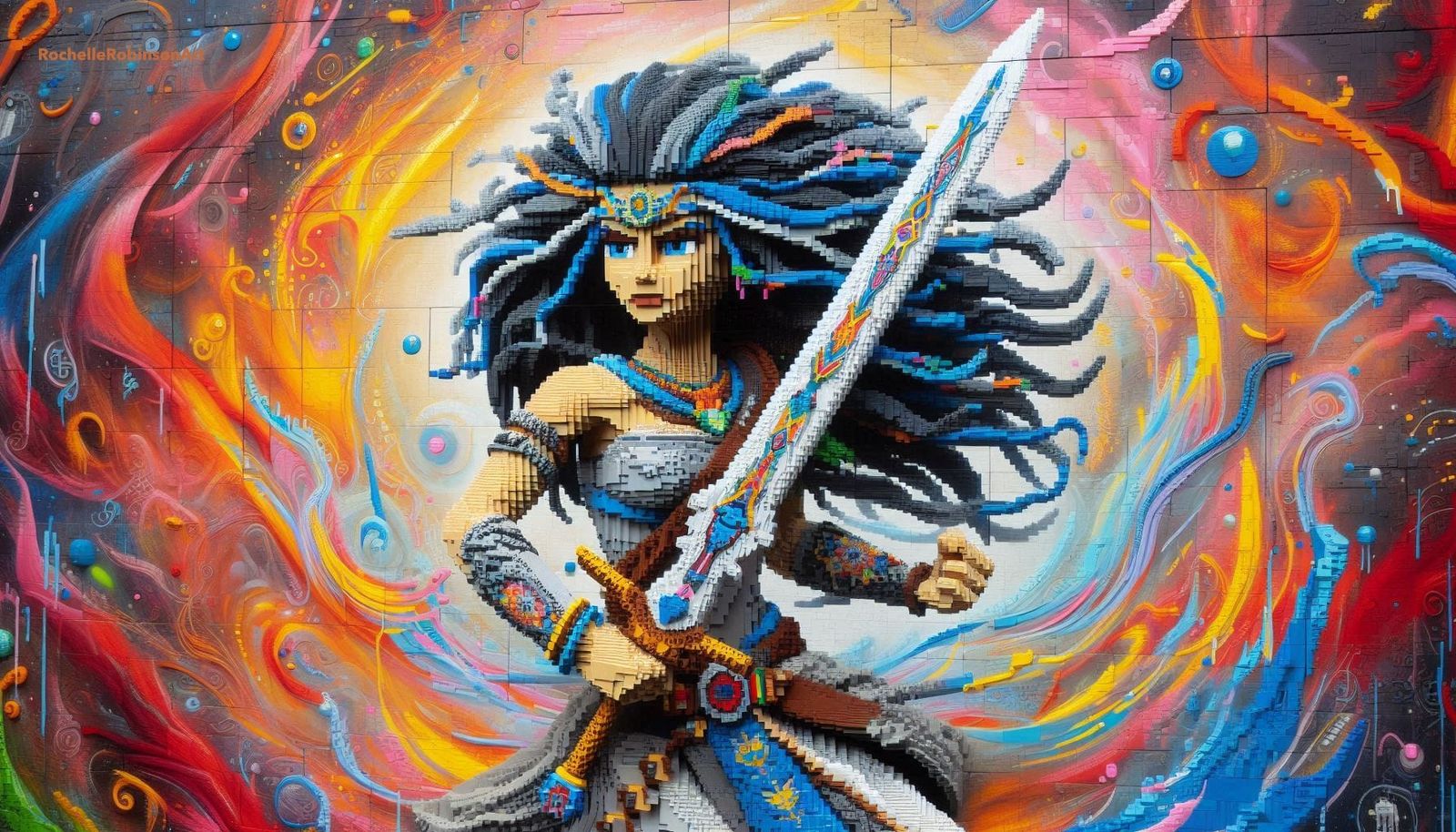 Female Warrior - Lego Art