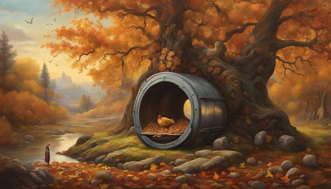 Surreal Log Cabin on Giant Chicken Leg