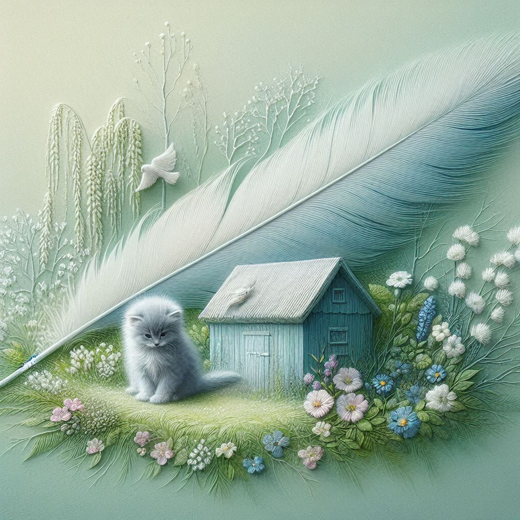 Wabi-Sabi Kitten on a Feather #1