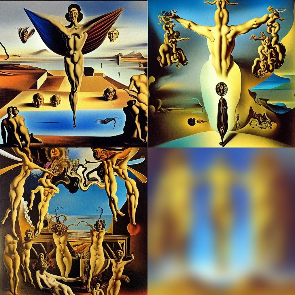 Salvador Dali painted background and several Seraphim in the...