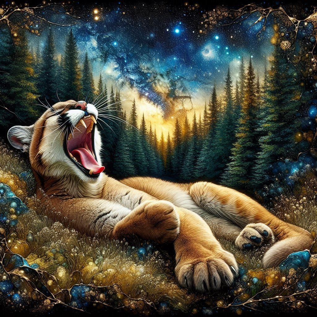 Tired Cougar Yawning