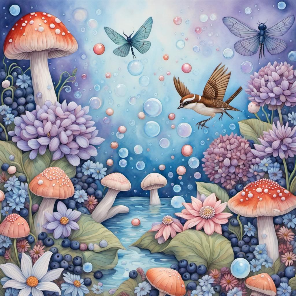 Whimsical Candyland Wonderland Gouache Painting