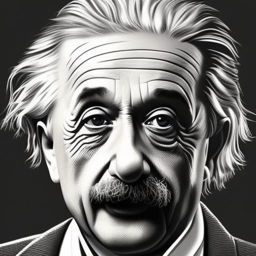 albert einstein, t-shirt art, 2D, ((black background :1, 5)), vector ...