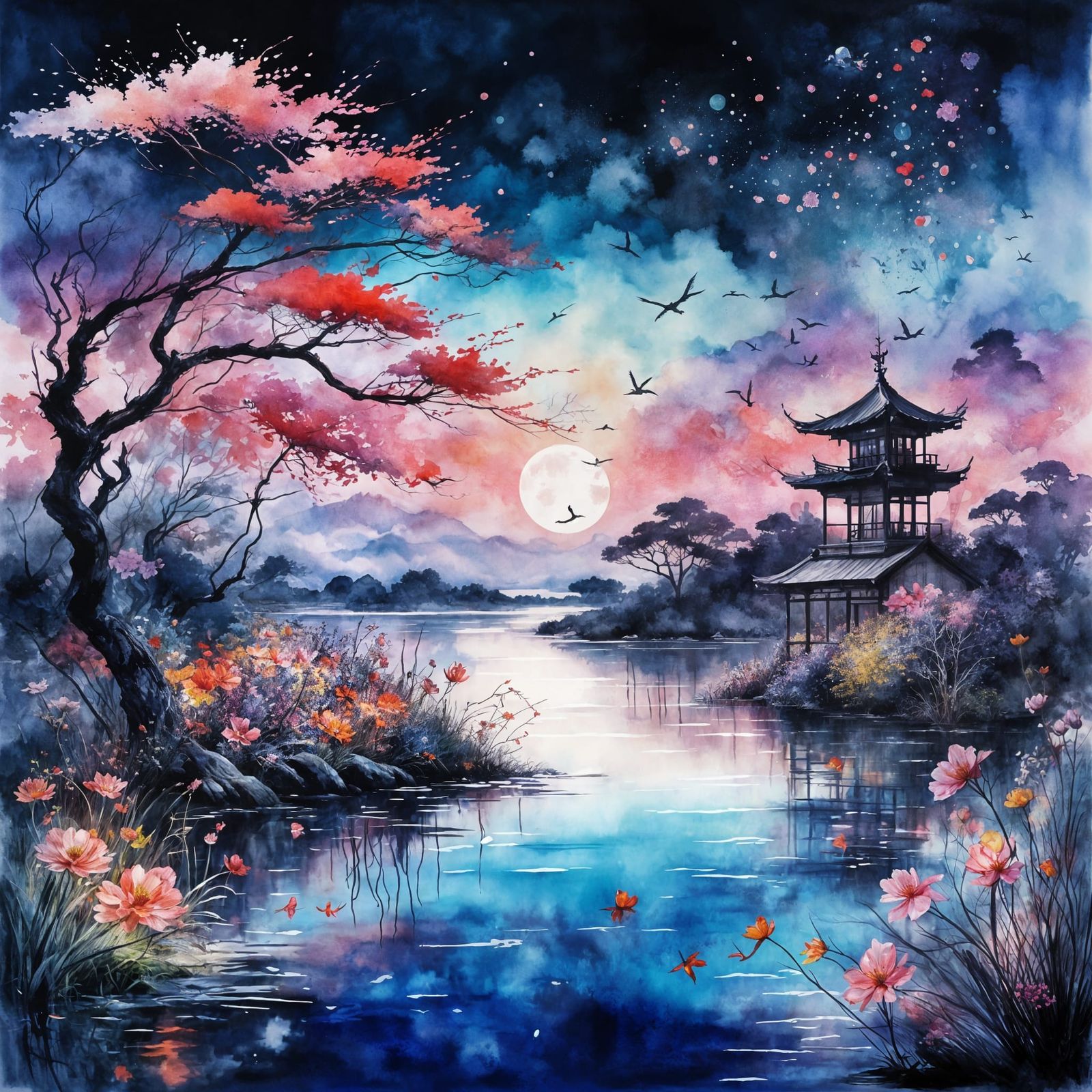 Moonlit Wonders of the Night  by @Jasmine Liu