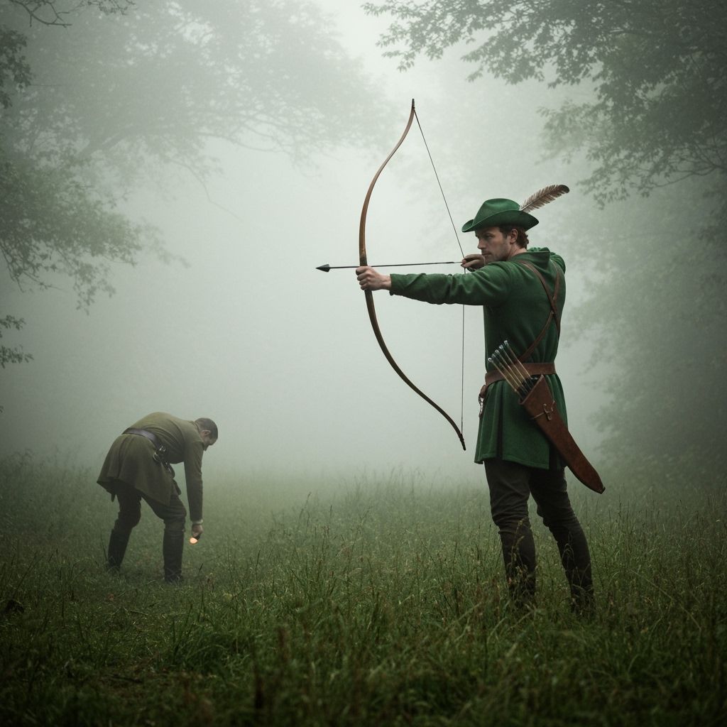 "🎵Robin Hood, Robin Hood sneaking through the grass! Found the evil Sheriff and he shot him in the ... leg. 🎶" 😉