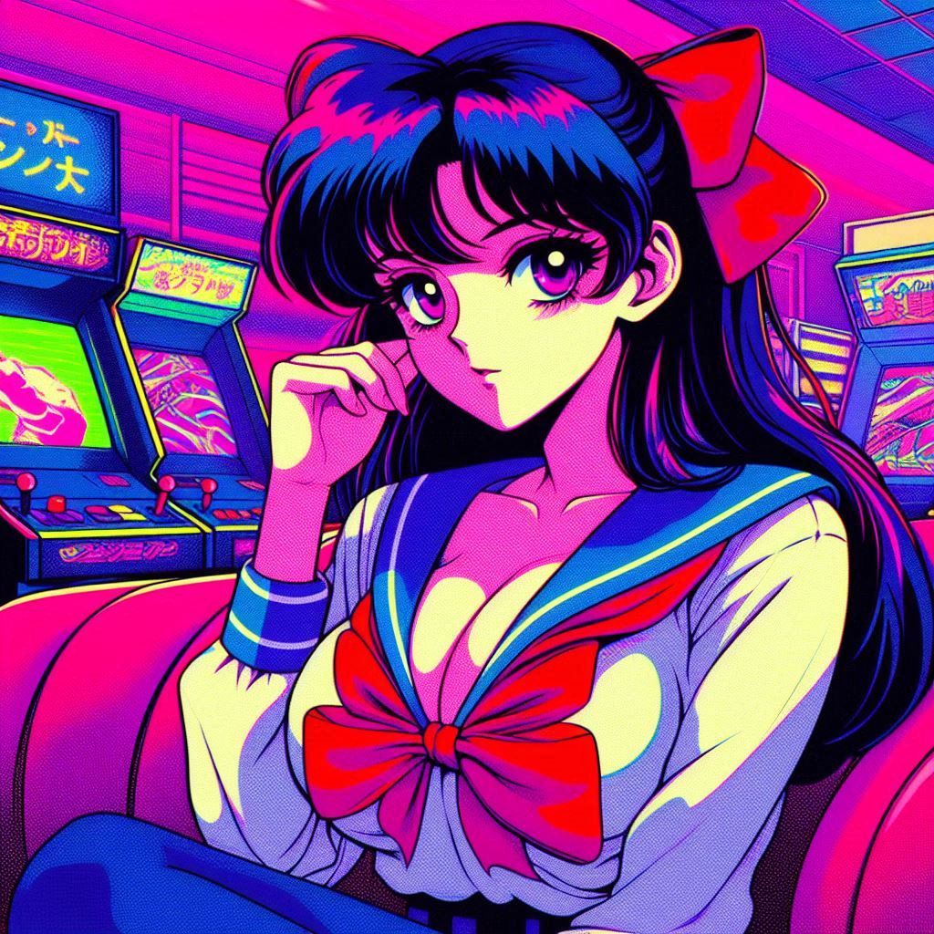 a 1980s anime style image of a woman drawn in human anime ar...