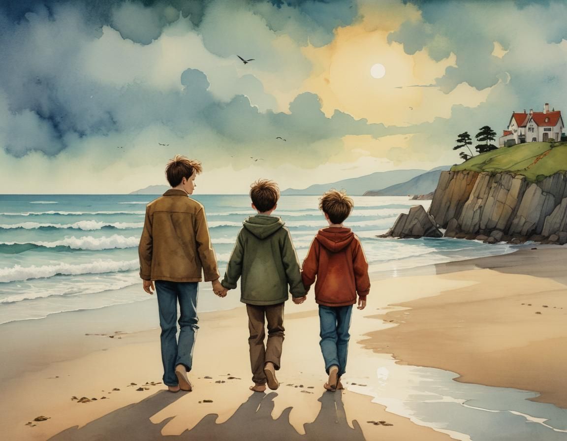 a beautiful and happy 10 year old boy and your father, a bea...