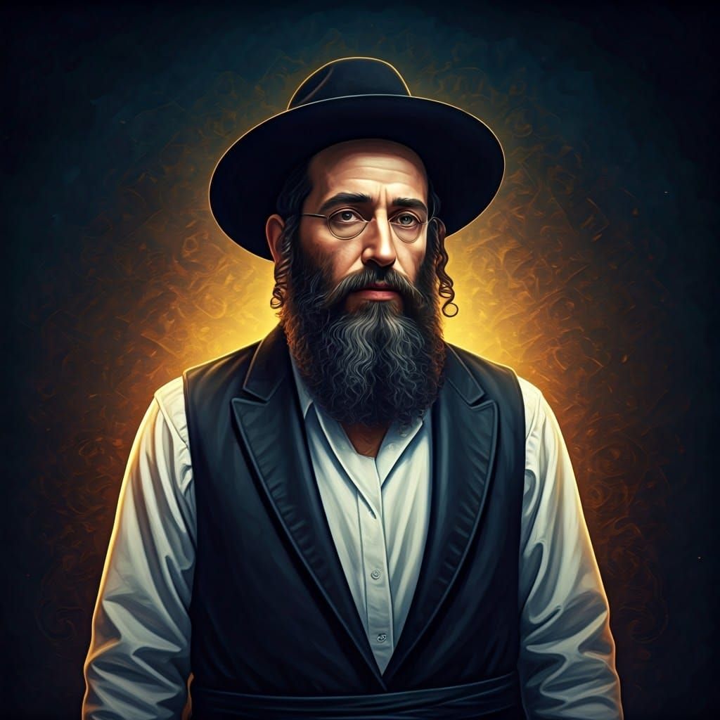 Traditional Orthodox Jew in a Vibrant, Mystical Setting
