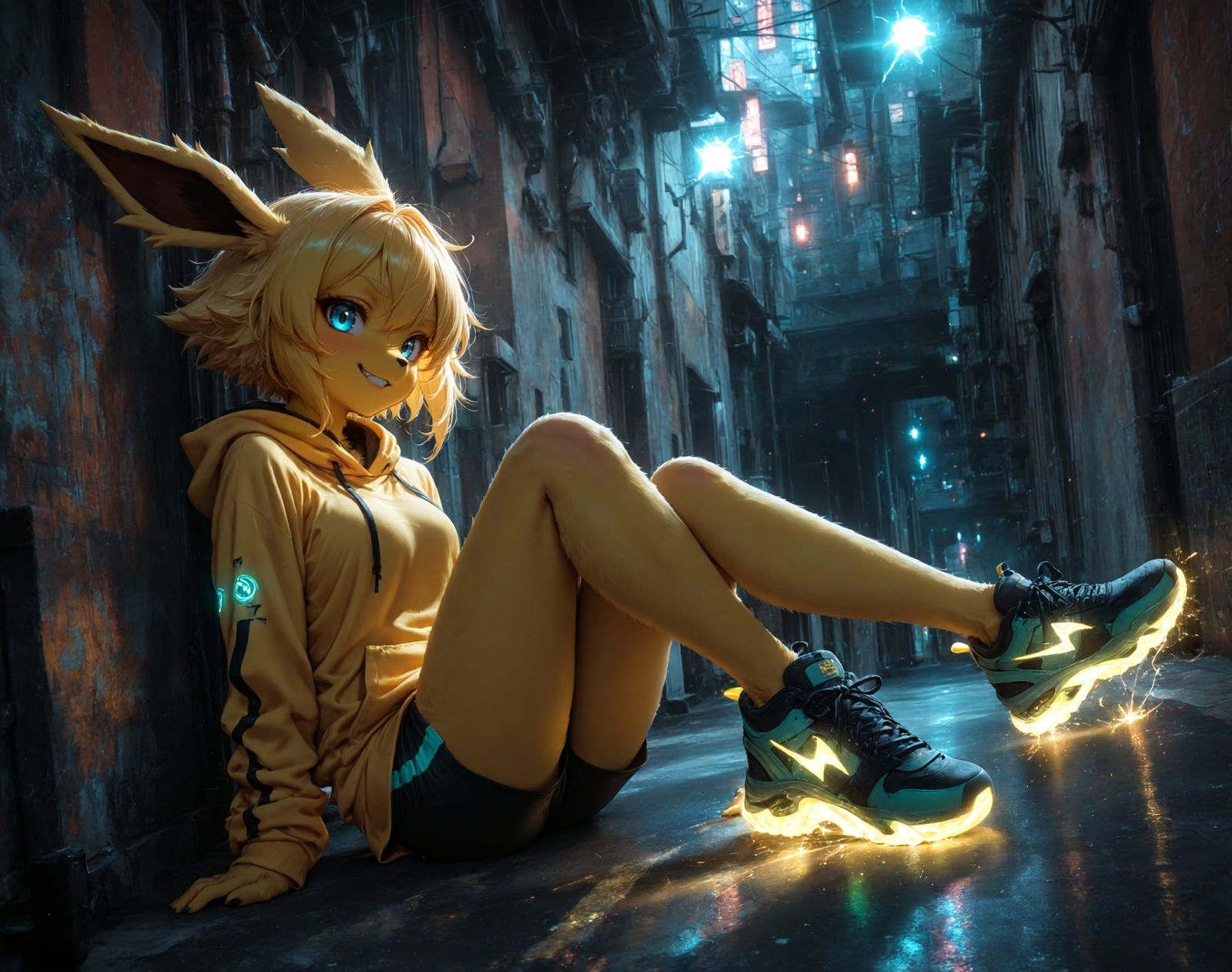 Energetic Streetwear Jolteon Girl