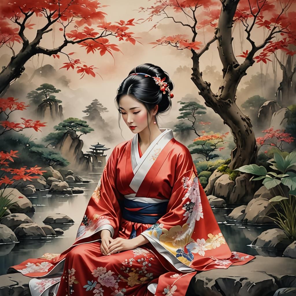 Geisha in the garden  by @Andy