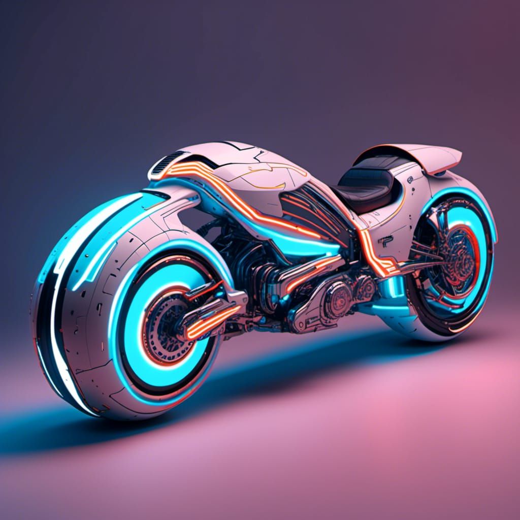 Cyberpunk Woman on Light Cycle in Ghibli Anime Style