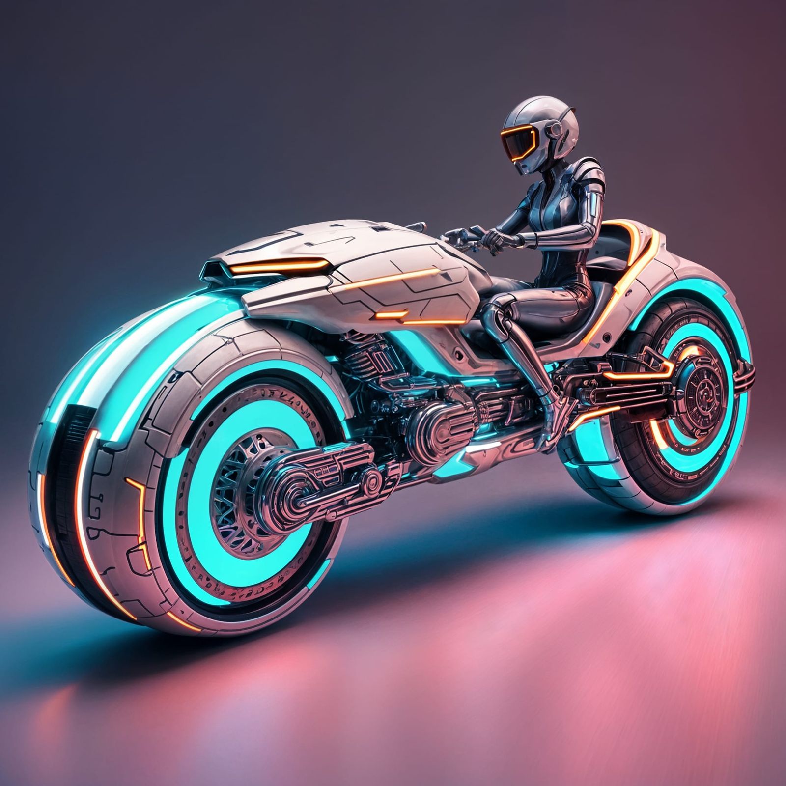 Cyberpunk Woman on Light Cycle in Ghibli Anime Style